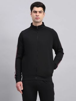 Fitleasure - Men Black Tencel Spandex Solid Jacket