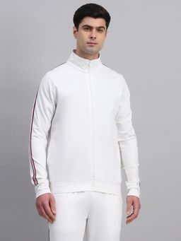 Fitleasure - Men White Tencel Spandex Solid Jacket