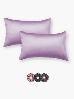 SEEVO - Purple Satin Pillow Covers - 17 x 27 Inches (Set of 2) (Free Size)