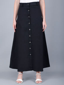 Codaisy PRO - Trendy Women's Western Long Black Denim A-Line Skirt