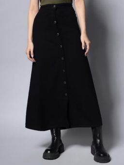 Codaisy PRO - Women's Western Black Denim Long Stretchable Jeans Skirt