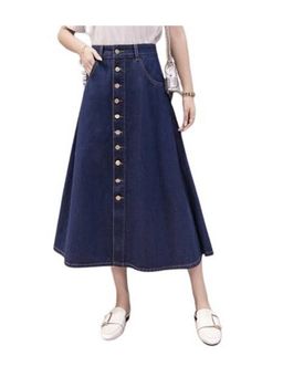 Codaisy PRO - Trendy Western Style Washed Blue A-Line Long Denim Skirt