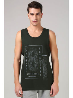 Van Heusen - Men Green Graphic Print Sleeveless Loose Fit Vest