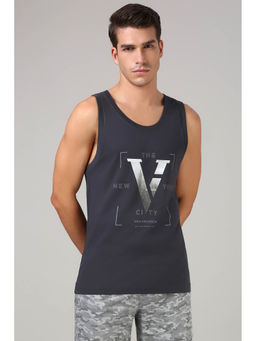 Van Heusen - Men Grey Graphic Print Sleeveless Loose Fit Vest