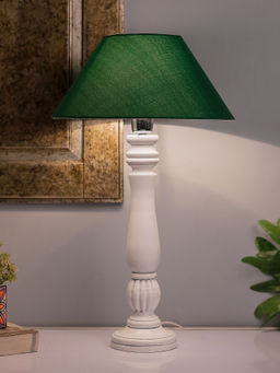 Homesake - Victorian White Table Lamp Green Shade