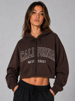 MIXT by Nykaa Fashion - Women Brown Typography Crop Sweatshirt