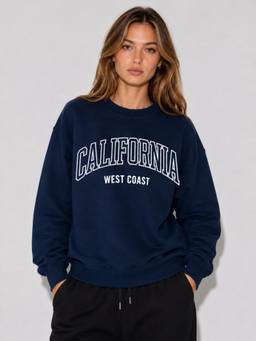 MIXT by Nykaa Fashion - Women Blue Typography Print Fleece Sweatshirt