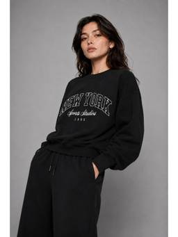 MIXT by Nykaa Fashion - Black Fleece Women Typography Sweatshirt