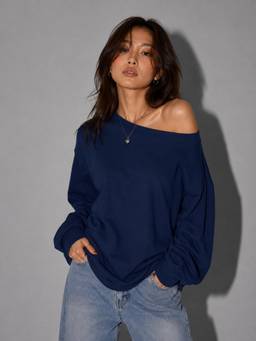 MIXT by Nykaa Fashion - Navy Fleece Women Sweatshirt