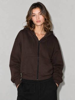 MIXT by Nykaa Fashion - Brown Fleece Women Zipper Sweatshirt