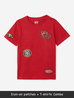 The Souled Store - Official Disney: Cars Boys Red T-shirt with Patches