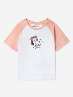 The Souled Store - Official Peanuts: Bella Girls White T-shirt