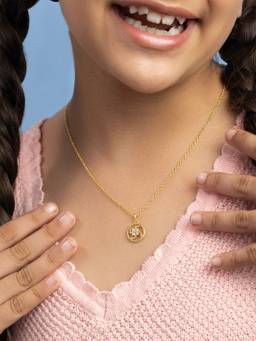 Shaya by CaratLane - Sacred Swastika Necklace In Gold Plated 925 Silver for Kids