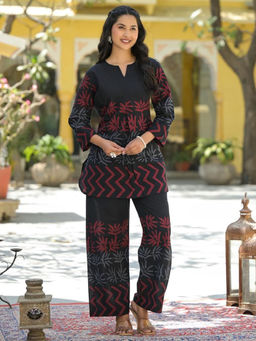 Readiprint - Black Printed Tunic and Palazzo (Set of 2)