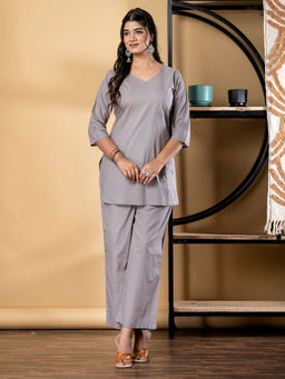 Readiprint - Taupe Solid Tunic and Palazzo (Set of 2)