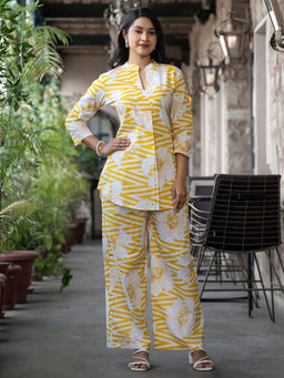 Readiprint - Yellow Floral Tunic and Palazzo (Set of 2)