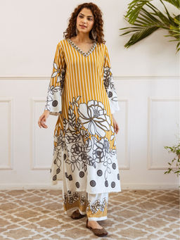 Autumnlane - Yellow Stripes Kurta and Pant (Set of 2)