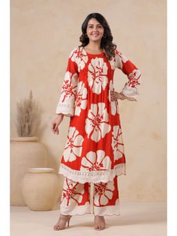 Autumnlane - Red Floral Kurta and Palazzo (Set of 2)