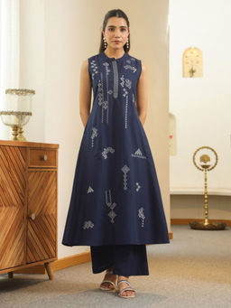 Autumnlane - Blue Embroidered Kurta and Pant (Set of 2)