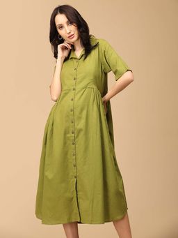The Mom Store - Olive Olio Charm Khadi Maternity Nursing Dress