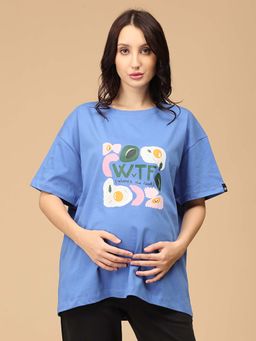 The Mom Store - Blue WTF Oversized Maternity T-Shirt