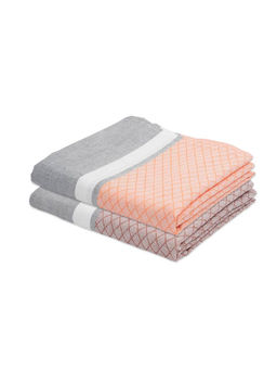 Doctor Towels - Orange Peel & Autumn Brown Brocade Bath Towel (Set Of 2)