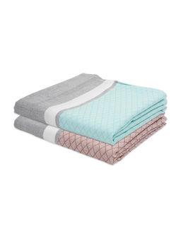 Doctor Towels - Summer Green & Autumn Brown Brocade Bath Towel (Set Of 2)