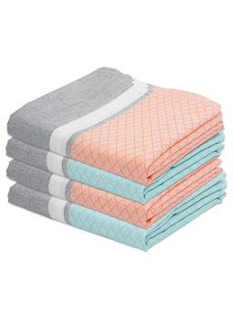 Doctor Towels - Orange Peel & Summer Green Brocade Bath Towel (Set Of 4)