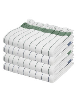 Doctor Towels - Forest Green & Denim Blue Cambric Pin-Stripe Bath Towel (Set Of 4)