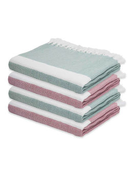 Doctor Towels - Merlot Mauve & Forest Green Cambric Solid Bath Towel (Set Of 4)