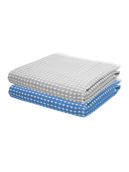 Doctor Towels - Persian Blue & Steel Grey Honey Comb Bath Towel (Set Of 2)