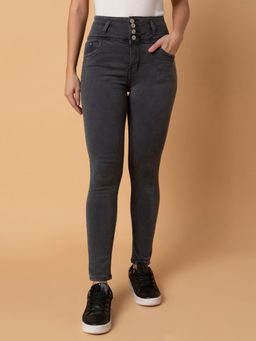 SHOWOFF - Grey Stretchable Straight Fit Jeans