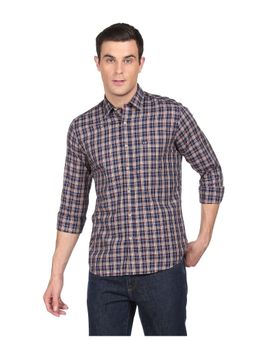 Arrow - Sports Men Navy Pure Cotton Check Casual Shirt