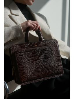 Akinna - Verona Signature Business Bag - Glossy Croc Finish With Laptop Compartment
