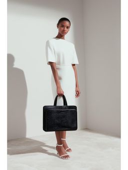 Akinna - Verona Signature Business Bag - Glossy Croc Finish With Laptop Compartment