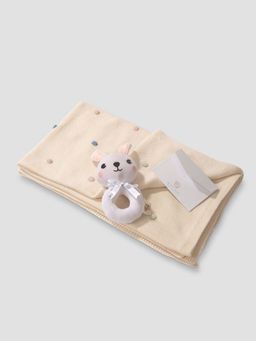 THE BABY TRUNK - Infant Kids Cozy Blanket & Bunny Rattle Gift Set Box