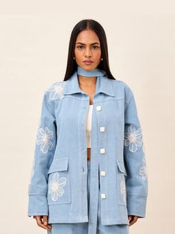 TRISARA - Sky Bloom Denim Pure Cotton Shirt