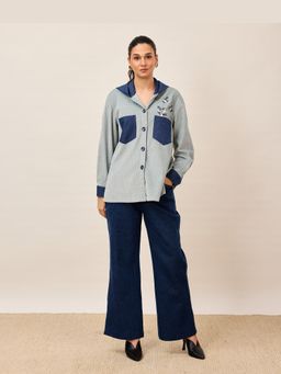 TRISARA - Two Tone Floral Corduroy Hoodie