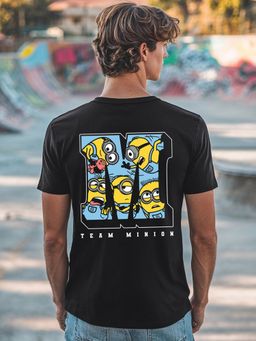 Bewakoof - Men's Black Minions Weird Is A Side Effect Typography T-shirt
