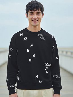 Bewakoof - Men's Black All Over Printed Oversized Sweatshirt