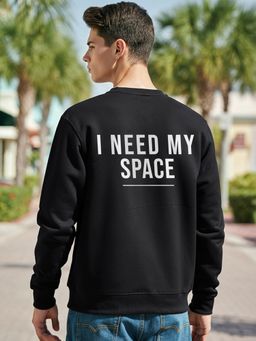 Bewakoof - Men's Black I Need My Space NASA Typography Sweatshirt