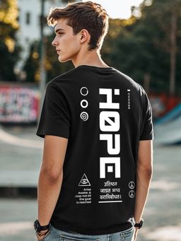 Bewakoof - Men's Black Hope Street Typography T-shirt