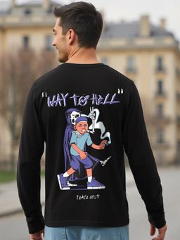 Bewakoof - Men's Black Way To Hell Graphic Printed T-shirt