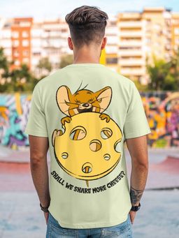 Bewakoof - Official Tom & Jerry Men's Green More Cheese Graphic Printed T-shirt