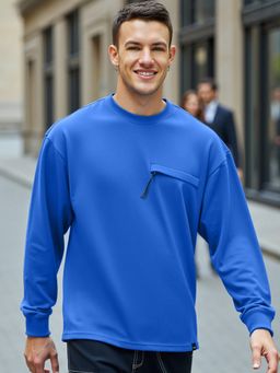 Bewakoof - Men's Blue Super Loose Fit T-shirt