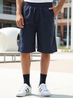 Bewakoof - Mens Navy Blue Oversized Cargo Shorts