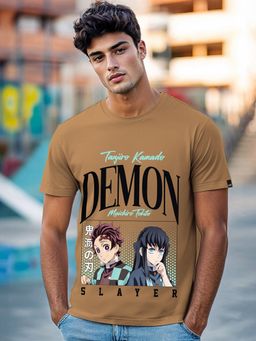 Bewakoof - Mens Brown Tanjiro X Tokito Graphic T-Shirt