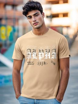 Bewakoof - Men's Brown Alpha Being Typography T-shirt