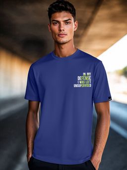 Bewakoof - Men's Blue Unsupervised Typography T-shirt