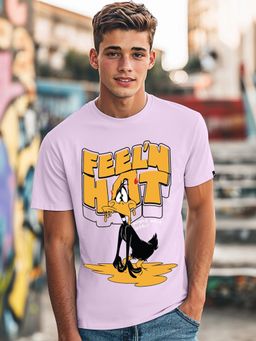 Bewakoof - Official Looney Tunes Men's Purple Feel'n Hot Graphic Printed T-shirt